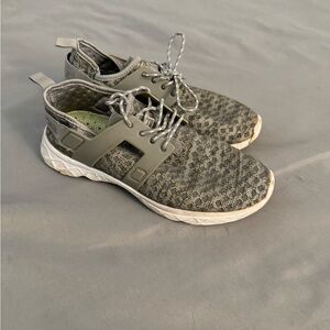 Gray and White Athletic Sneakers